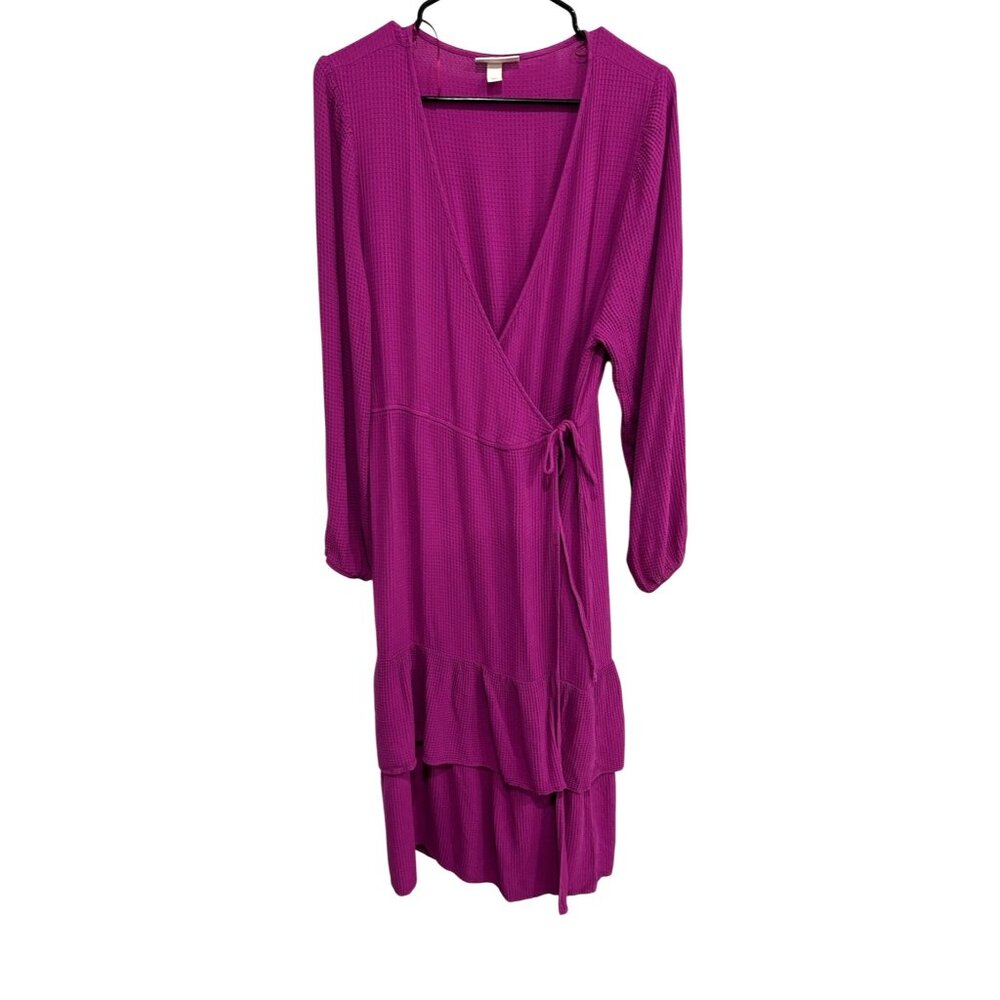 Knox Rose Womens Magenta Wrap Dress Sz XL Maxi Ruffle